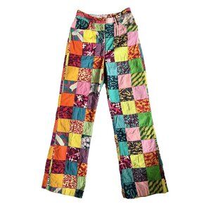 Vintage 60s India Madras Batik Patchwork Hippie Boho Pants